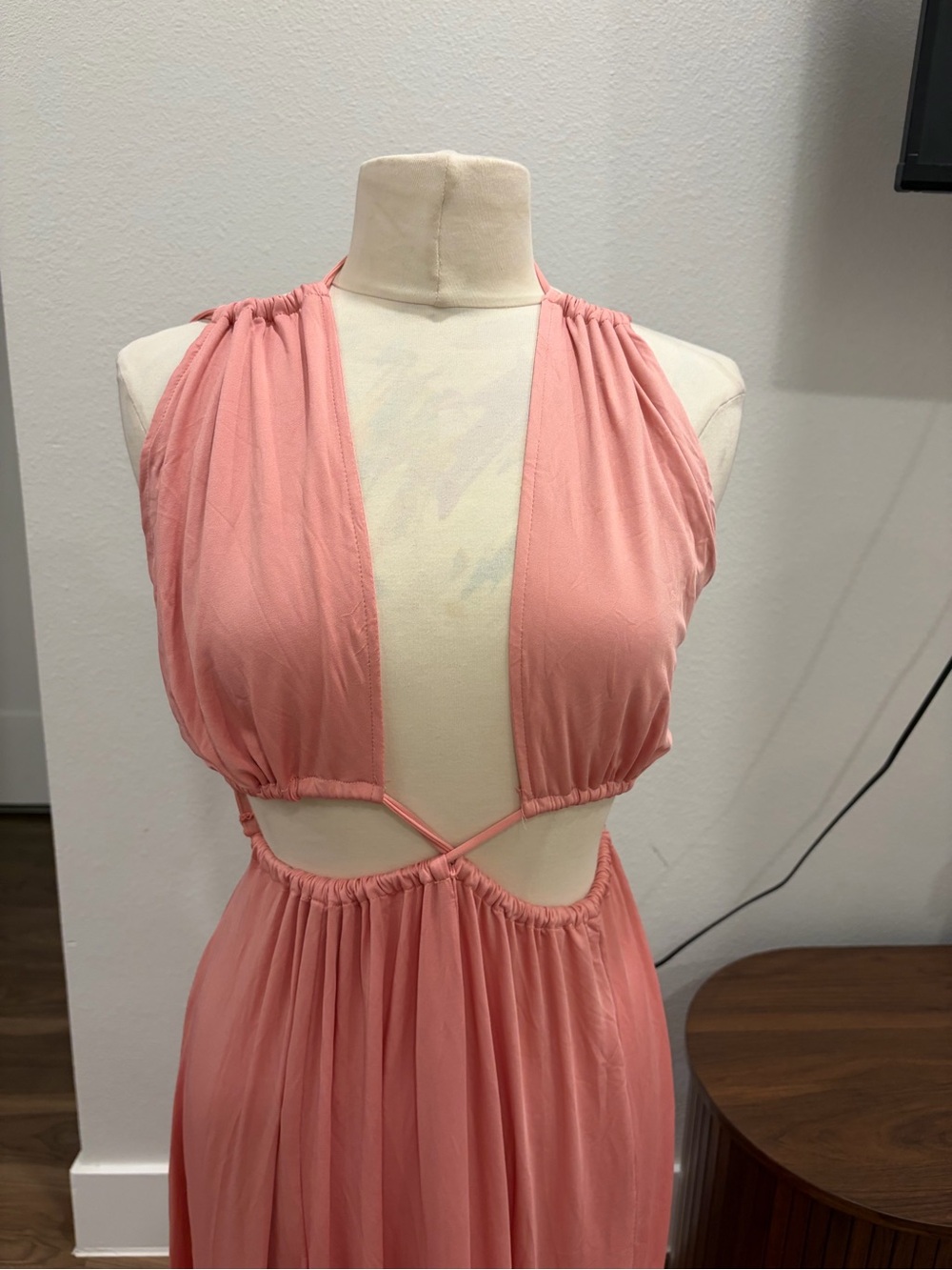 Women’s Halter Cutout Maxi Dress in Dusty Rose - Picture 2 of 8